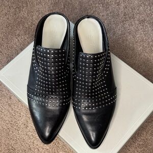 1. State Black Leather Studded Pointed-Toe Mules